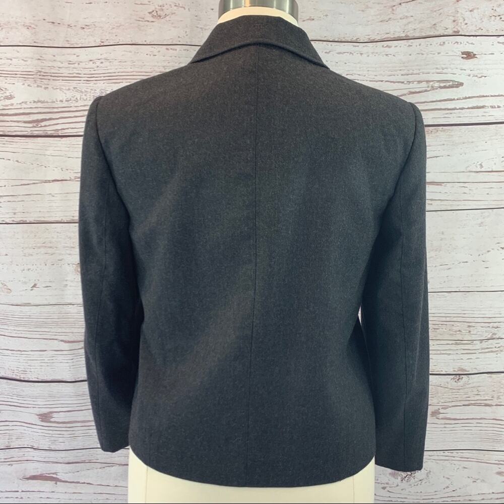 Talbots 100% Wool Grey Jacket Button Front Pockets - image 8